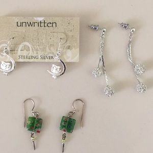 3 Pairs of sterling silver earrings